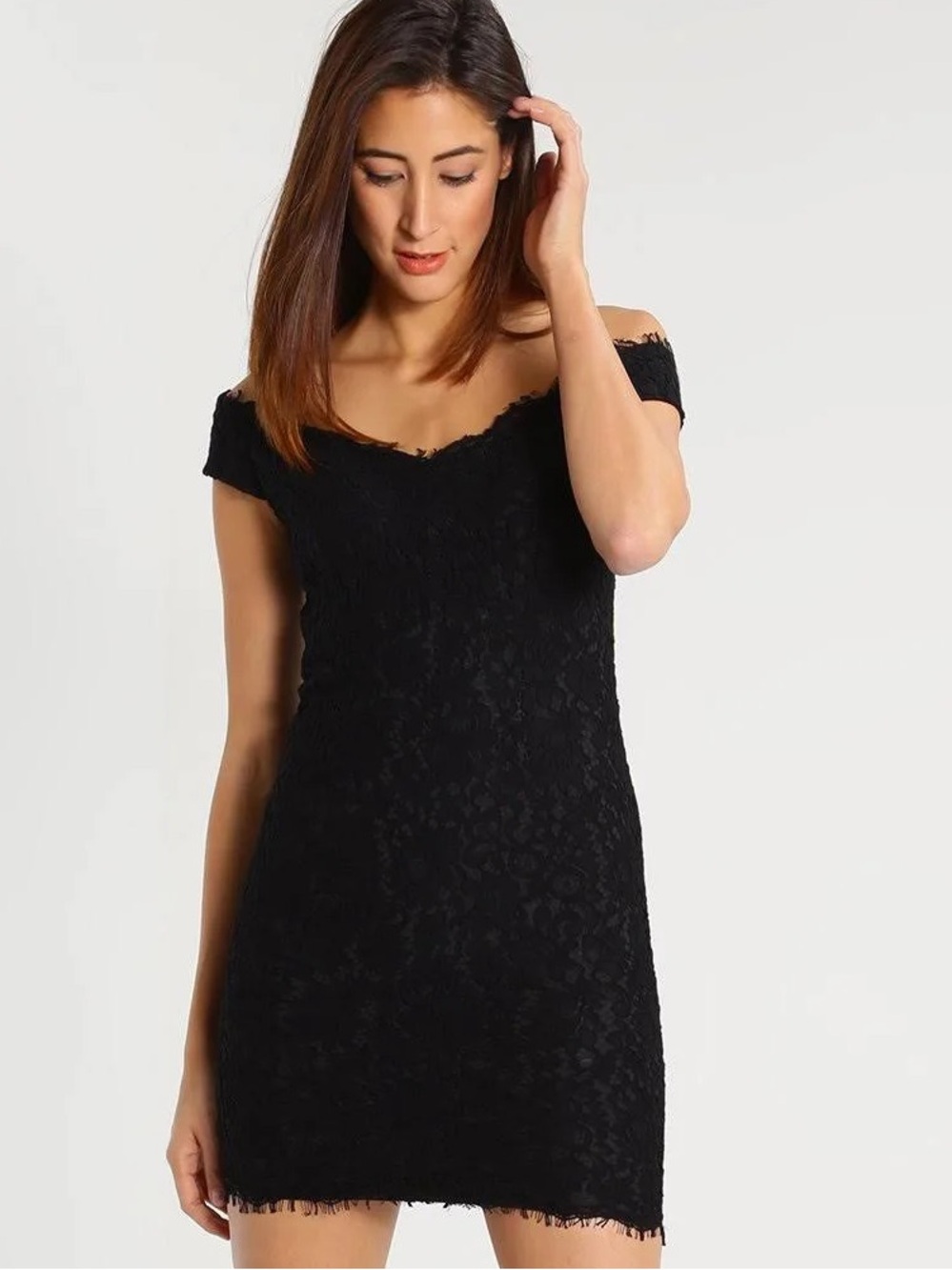 Bardot Tara Black Lace Midi Dress